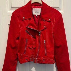 Cinq a Sept Scarlet Leather Jacket